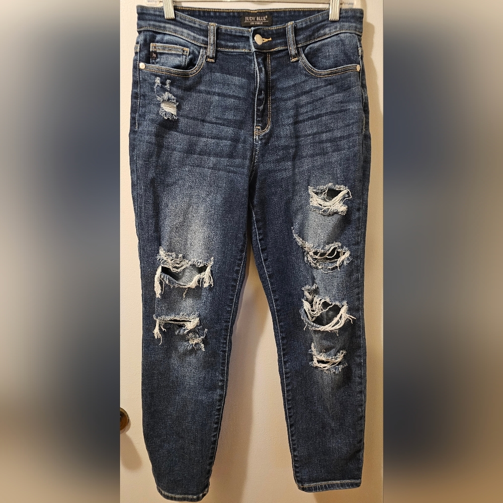 Judy Blue Jeans Boyfriend Fit Distressed Blue Jeans Women's‎ Size 7/28